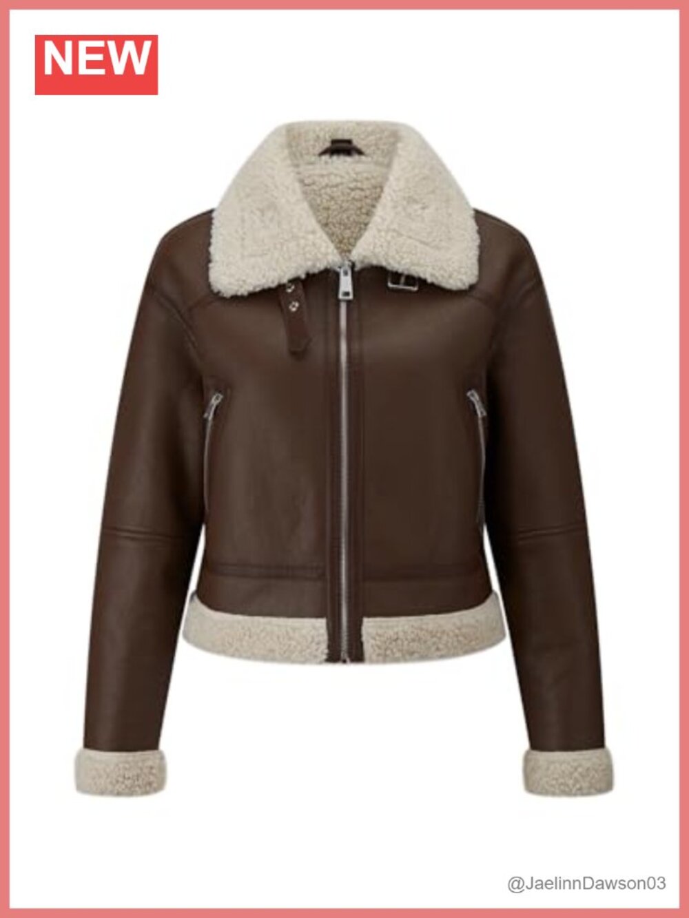 Women's Faux Fur Leather Cropped Moto Biker Jacket Zippered Pockets